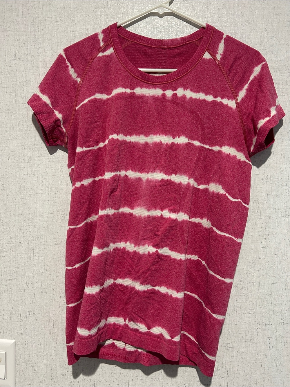 Lululemon Swiftly Tech Pink and White Striped Tie-Dye Short Sleeve Tee